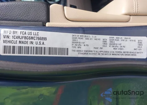 2021 Jeep Grand Cherokee Limited 4X4 из США, поврежденный, VIN 1C4RJFBG6MC766899